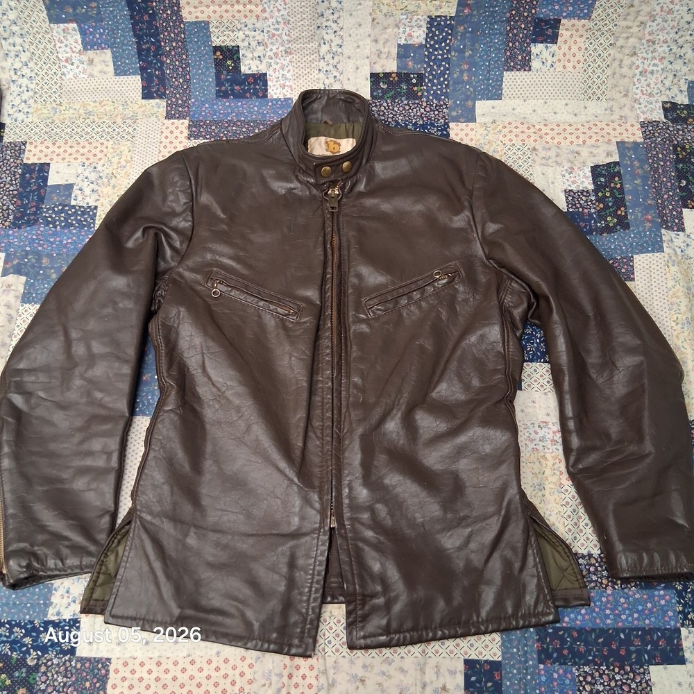 True Vintage 70s Berco Leather Cafe Racer Jacket Mens 36 Brown Motorcycle Serval